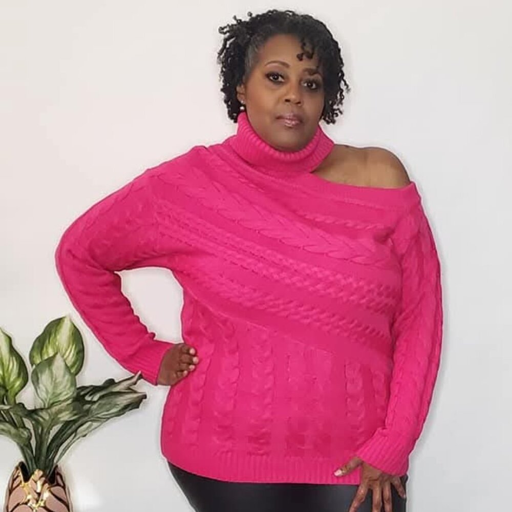 Hot Pink One Sholder Off Sweater